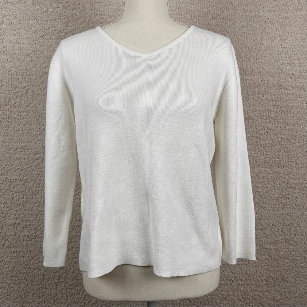 Vintage Field Gear Sweater Womens L‎ White 100% Cotton Minimalist Closet Staple
